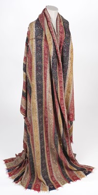 Lot 474 - Shawl. A striped long shawl, Indian or European, early-mid 19th century