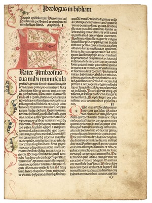 Lot 160 - Bible [Latin]. Incipit epistola beati Hieronymi ad Paulinum presbyterii de omnibus..., 1486