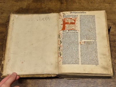 Lot 160 - Bible [Latin]. Incipit epistola beati Hieronymi ad Paulinum presbyterii de omnibus..., 1486
