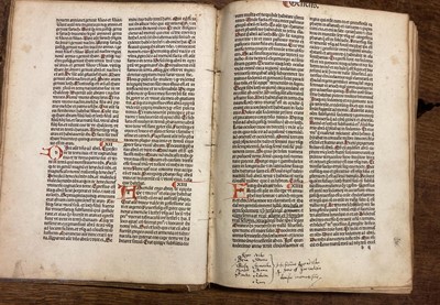 Lot 160 - Bible [Latin]. Incipit epistola beati Hieronymi ad Paulinum presbyterii de omnibus..., 1486