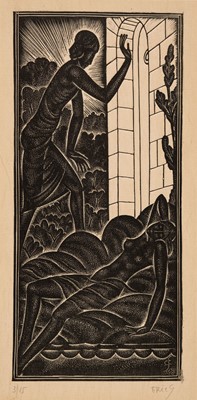 Lot 388 - Gill (Eric, 1882-1940). Dilecti mei Pulsanti, 1930, wood engraving, signed, numbered 3/15