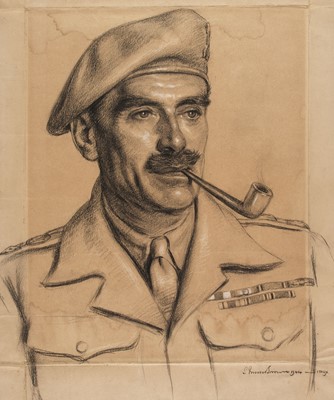 Lot 66 - Morse-Brown (Sam, 1903-2001). WWII British Officer, charcoal on paper