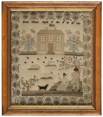 Lot 574 - Sampler. An early 19th century needlework by Emily White, 1825