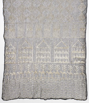 Lot 593 - Shawl. An Egyptian Assuit shawl, circa 1920s, & 4 black lace shawls
