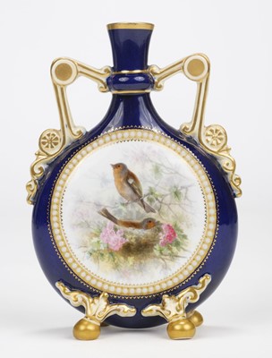 Lot 700 - Moon Flask. An English Aesthetic period porcelain moon flask, circa 1870