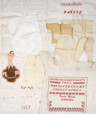 Lot 565 - Needlework. Specimens of juvenile handiwork, 19th-early 20th century