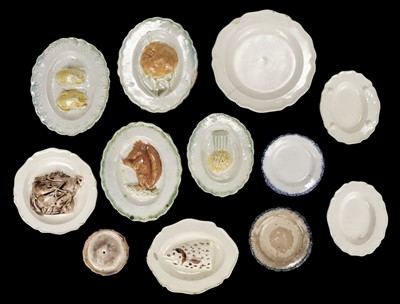 Lot 481 - Creamware & Pearlware. 6 moulded toy oval platters, circa 1830