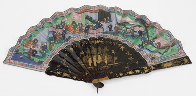 Lot 612 - Chinese Fan. A 19th century hand-painted and lacquered fan