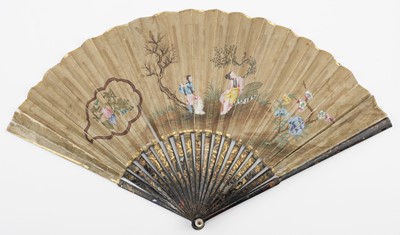 Lot 613 - Chinese Fan. A hand-painted fan, late 18th/early 19th century, & others