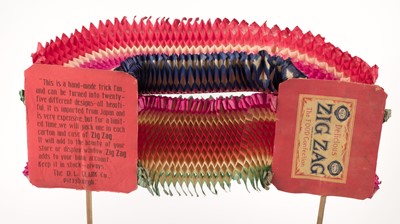 Lot 484 - Advertising Fan. Zig Zag trick fan for D.L. Clark Co., Japan: circa 1910, & other advertising fans
