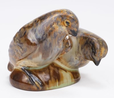Lot 689 - Einarsson (Gudmundur, 1895-1936). A pair of pottery conjoined birds, probably Icelandic sparrows
