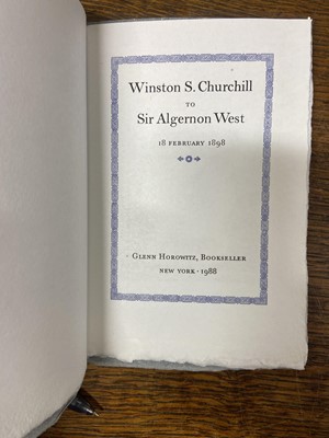Lot 126 - Churchill (Winston). Winston S. Churchill to Sir Algernon West, 1st edition, 1988