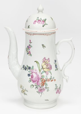 Lot 685 - Coffee Pot. A George III porcelain coffee pot attributed to Philip Christian, Liverpool, circa 1770