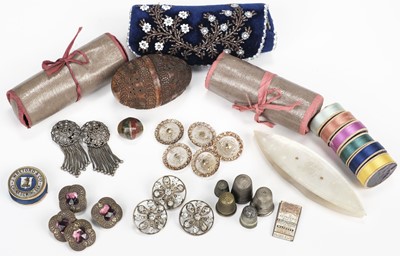 Lot 576 - Sewing. A group of Georgian and Victorian sewing accoutrements