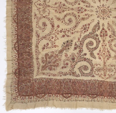 Lot 595 - Shawl. An embroidered shawl, Kashmir, early-mid 19th century