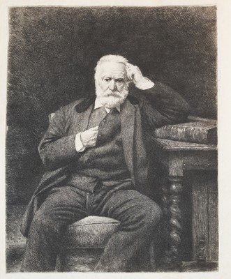 Lot 293 - Rajon (Paul Adolphe, 1843-1888). Portrait of Victor Hugo, after Léon Bonnat, 1879
