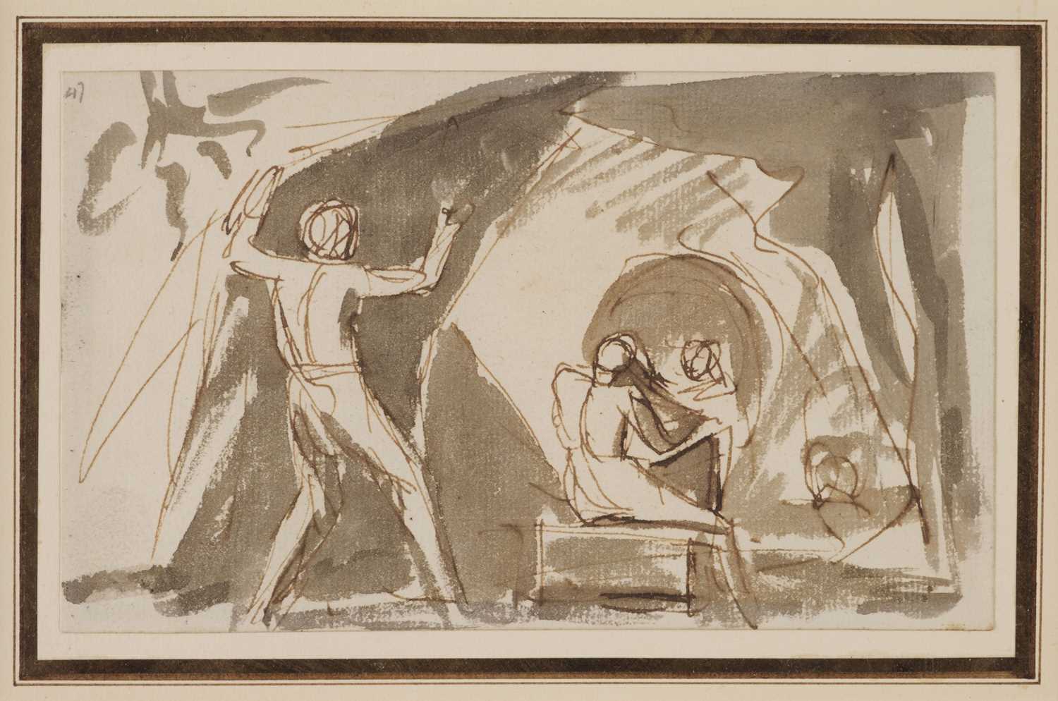Lot 35 - Romney (George, 1734-1802). Miranda and Ferdinand playing chess in Prospero's cell