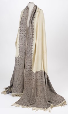 Lot 585 - Shawl. A large woven crinoline shawl, 1860s