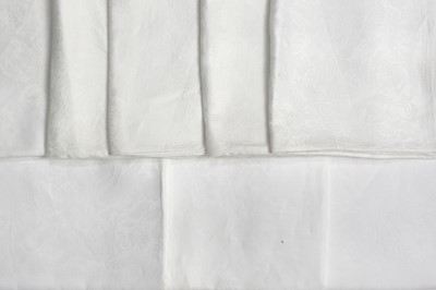 Lot 601 - Table Linen. A set of five napkins, early 18th century, & a set of 3 armorial napkins