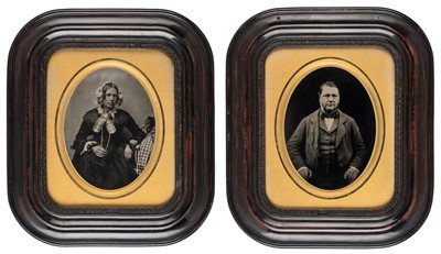 Lot 485 - Pair of half-plate ambrotypes of husband and wife