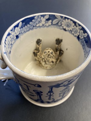 Lot 698 - Masonic Mug. A Victorian blue and white pottery mug