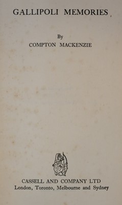 Lot 446 - Mackenzie (Compton). Gallipoli Memories, 1st edition, 1929