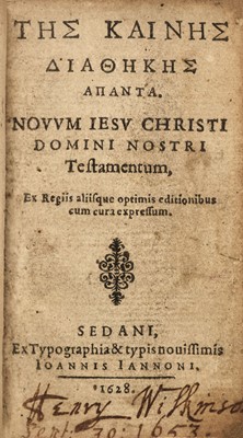 Lot 304 - New Testament [Greek]. Novum Jesu Christi Domini Nostri Testamentum, 1628