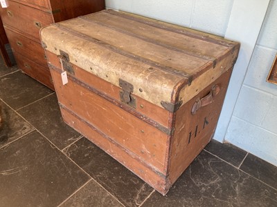 Lot 606 - Travelling Trunk. A French leather travelling trunk, circa 1900