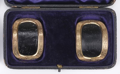 Lot 597 - Shoe Buckles. A pair of engraved shoe buckles, late 18th century