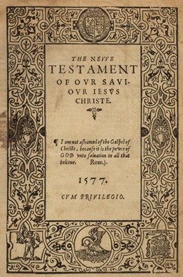 Lot 281 - Bible [English]. The Holy Byble, Richard Jugge, 1577