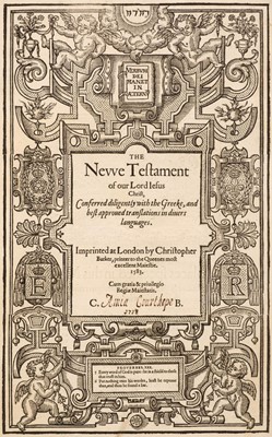 Lot 285 - Bible [English]. The Bible Translated according to the Ebrew and Greeke, 1583