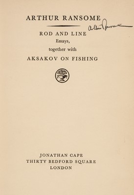 Lot 679 - Ransome (Arthur). Rod and Line Essays, 1st edition, 1929