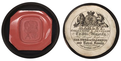 Lot 330 - Seals. A collection of boxed wax seals, 18th & 19th century, & 3 metal seals