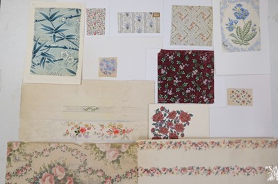 Lot 521 - Samples. A collection of fabric and wallpaper samples and designs, late 19th-20th century