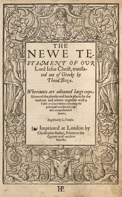 Lot 287 - New Testament [English]. The Newe Testament of our Lord Jesus Christ, 1583
