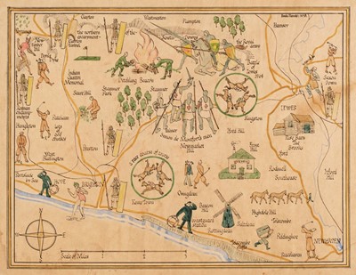 Lot 145 - Sussex. Hands (Freda), Untitled Pictorial Map of East Sussex, circa 1930