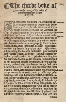 Lot 269 - Curtius (Quintus Rufus). The Historie of Quintus Curtius, 1561