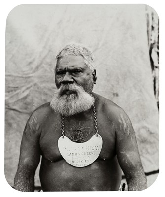 Lot 4 - Australia. 'An Aborigine – “King Tommy”...', c. 1885, diapositive glass lantern