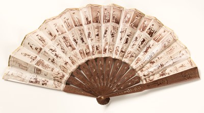 Lot 489 - Bullfighting Fan. A double-sided lithographed fan with scenes of bullfighting, Spain, circa 1850s