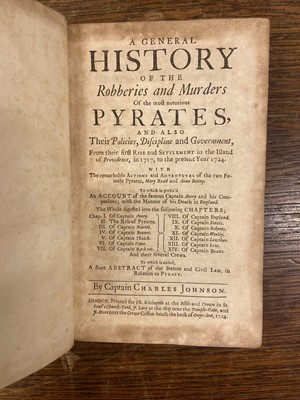 Lot 10 - Johnson (C.). A General History of the Robberies and Murders of the most Notorious Pyrates, 1724