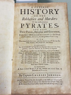 Lot 10 - Johnson (C.). A General History of the Robberies and Murders of the most Notorious Pyrates, 1724