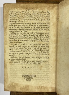 Lot 10 - Johnson (C.). A General History of the Robberies and Murders of the most Notorious Pyrates, 1724
