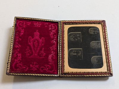 Lot 10 - Cased Images. An unusual quarter-plate ambrotype showing five ambrotype portraits...