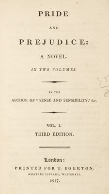 Lot 334 - Austen (Jane). Pride and Prejudice: A Novel, 3rd edition, London: 1817