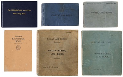 Lot 315 - Air Transport Auxiliary Logbooks. A rare group of pilot's flying logbooks kept by Alec John Spiller