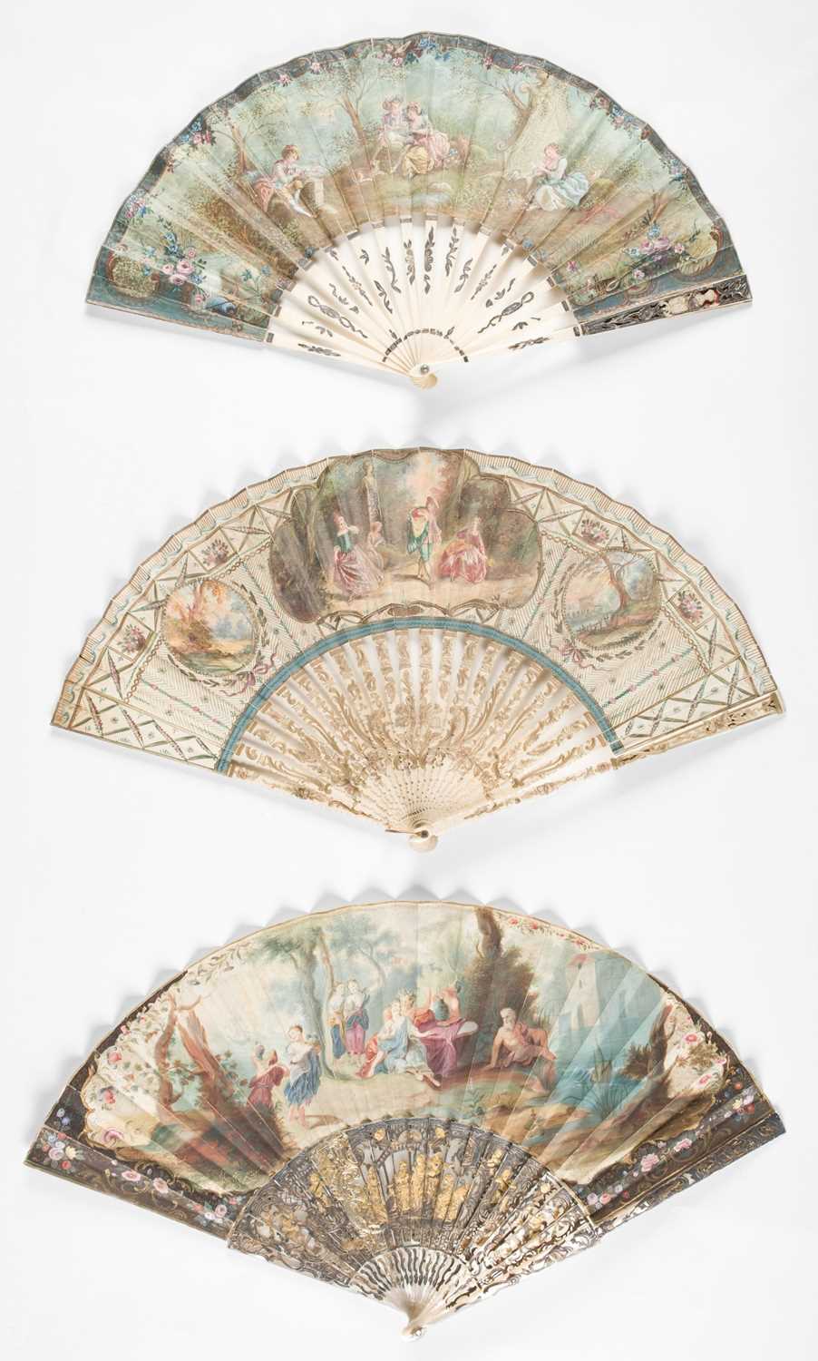 Lot 486 - Allegorical Fan. Neptune and Amphitrite enthroned in their sea kingdom, Dutch, circa 1840