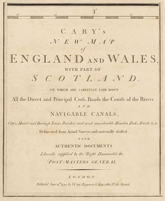 Lot 81 - Cary (John). Cary's New Map of England and Wales with part of Scotland..., 1794