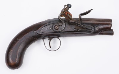 Lot 159 - Pistol. A George III flintlock travelling pistol