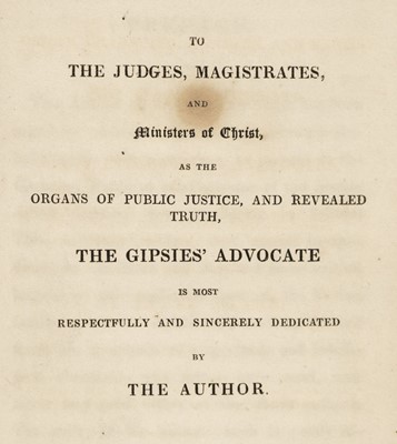 Lot 337 - Crabb (James). The Gypsies' Advocate..., 1st edition, 1831..., and others