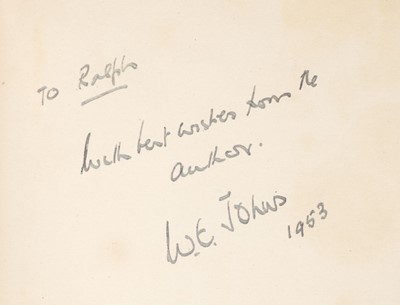 Lot 391 - Johns (W. E.). Biggles in the Blue, 1st edition, Leicester: Brockhampton Press, 1953